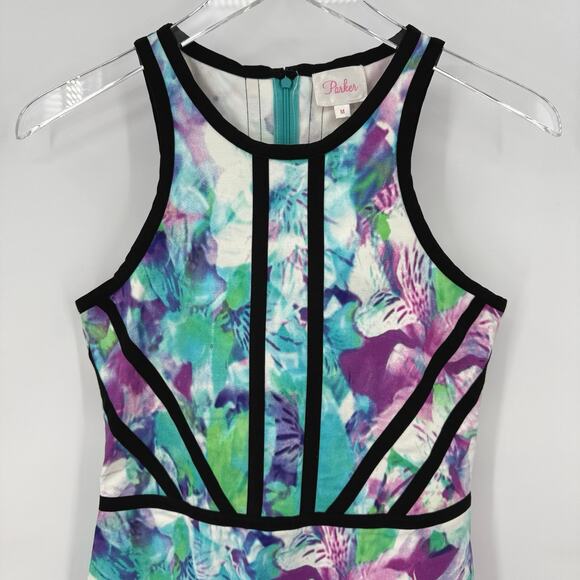 Parker Floral Watercolor Skater Dress Women’s Medium Halter Racerback - Picture 2 of 8